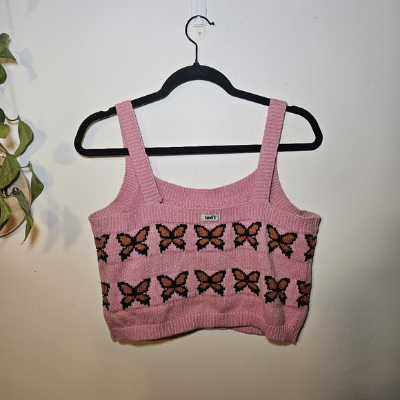 Pink Butterfly Knit Levi's Tank Top - Picture 6 of 8